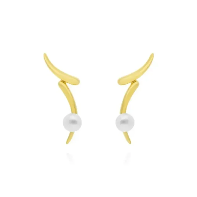 Pendientes trepadores de plata con perla Dansu Marina García