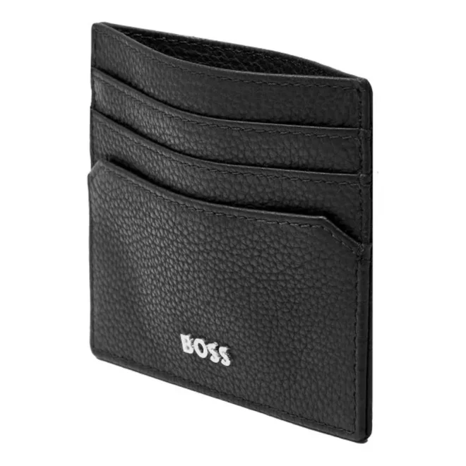 Tarjetero Hugo Boss piel lisa negra