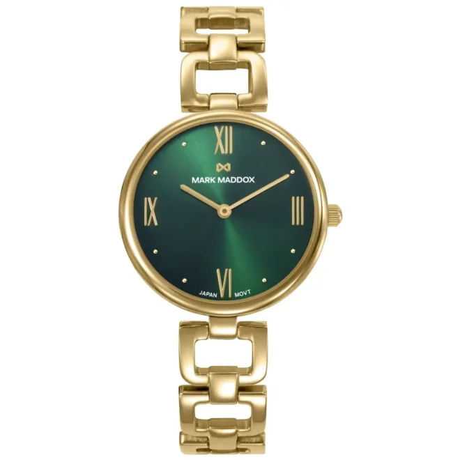 Reloj Mark Maddox mujer dorado esfera verde
