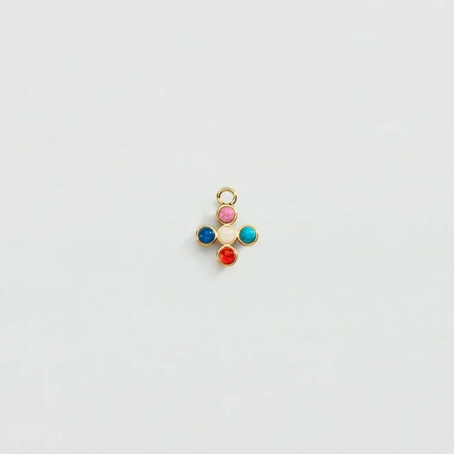 Colgante Agatha Paris Criollas Cruz Piedras Naturales - Multicolor / Oro - 02880154-256-TU