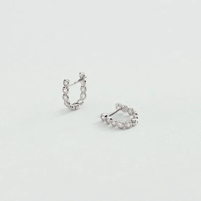 Criollas Agatha ODÉON cristal plateado pendientes aro - 02321326-136-TU