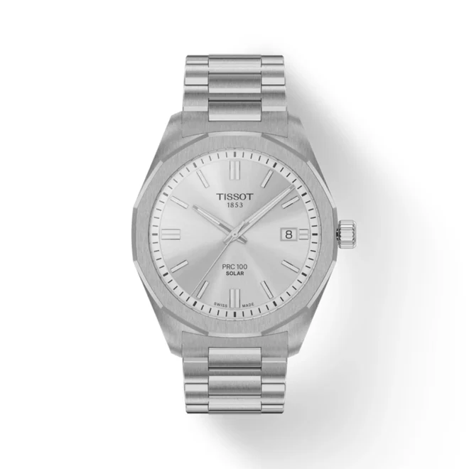 Reloj Tissot PRC 100 Solar plateado 39 mm - T1514221103100