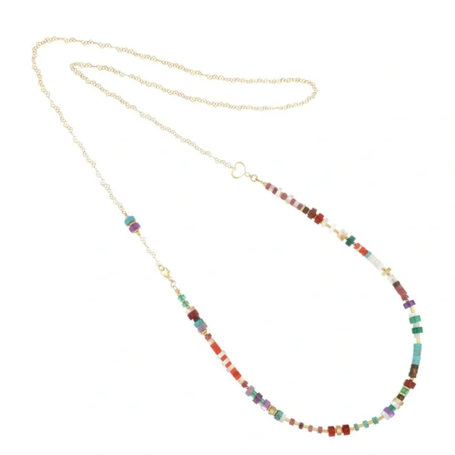 Collar largo Maman et Sophie Madreterra Multicolor de plata con piedras naturales - clusa6romx