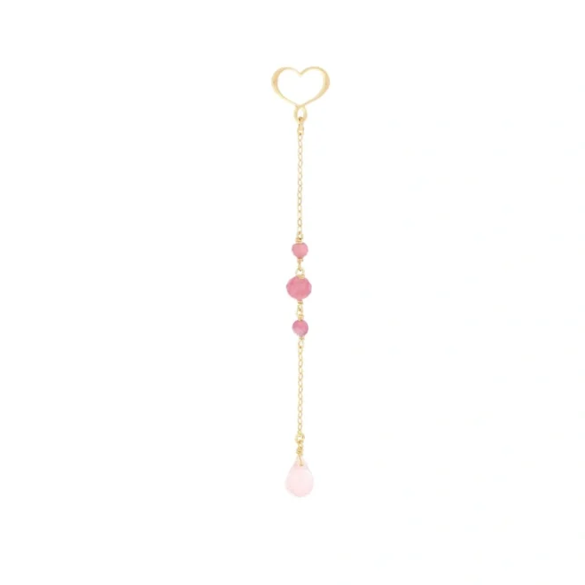 Pendiente largo Maman et Sophie Pink Wave con Turmalina y Cuarzo Rosa en plata - orond4topn