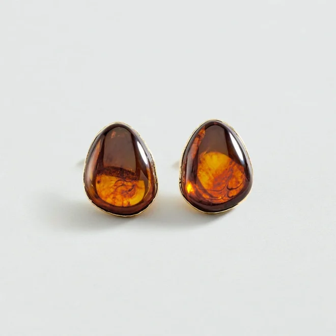 Pendientes Largos Marrón Dorado Forma Orgánica XL Agatha CALMA - 2380802-236-TU