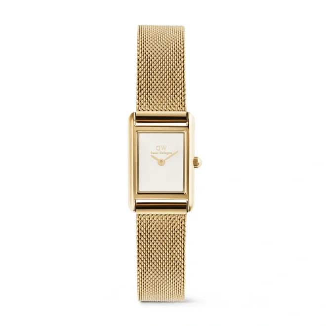 Reloj Daniel Wellington Bound Mini Evergold Caja Rectangular Malla Dorada - DW00100928