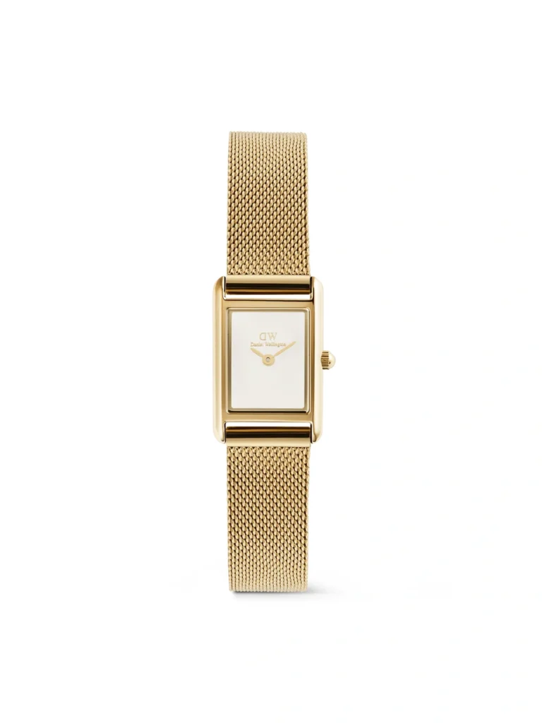 Reloj Daniel Wellington Bound Mini Evergold Caja Rectangular Malla Dorada - DW00100928