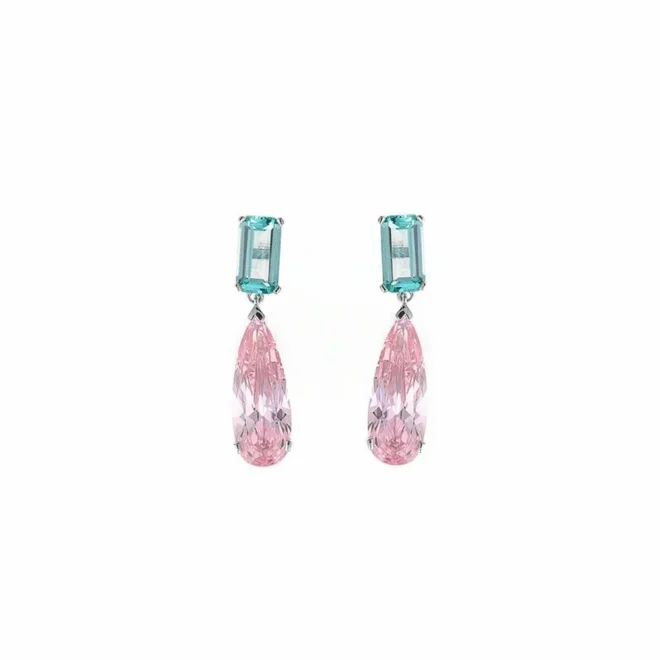 Pendientes Salvatore Wedding lágrima rosa verde - 136A0633