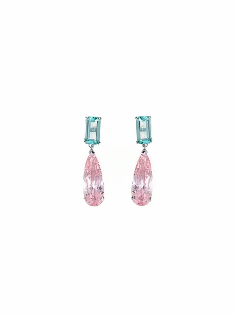 Pendientes Salvatore Wedding lágrima rosa verde - 136A0633