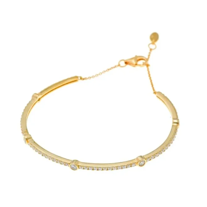 Pulsera caña Salvatore dorada con circonitas - 136P0096