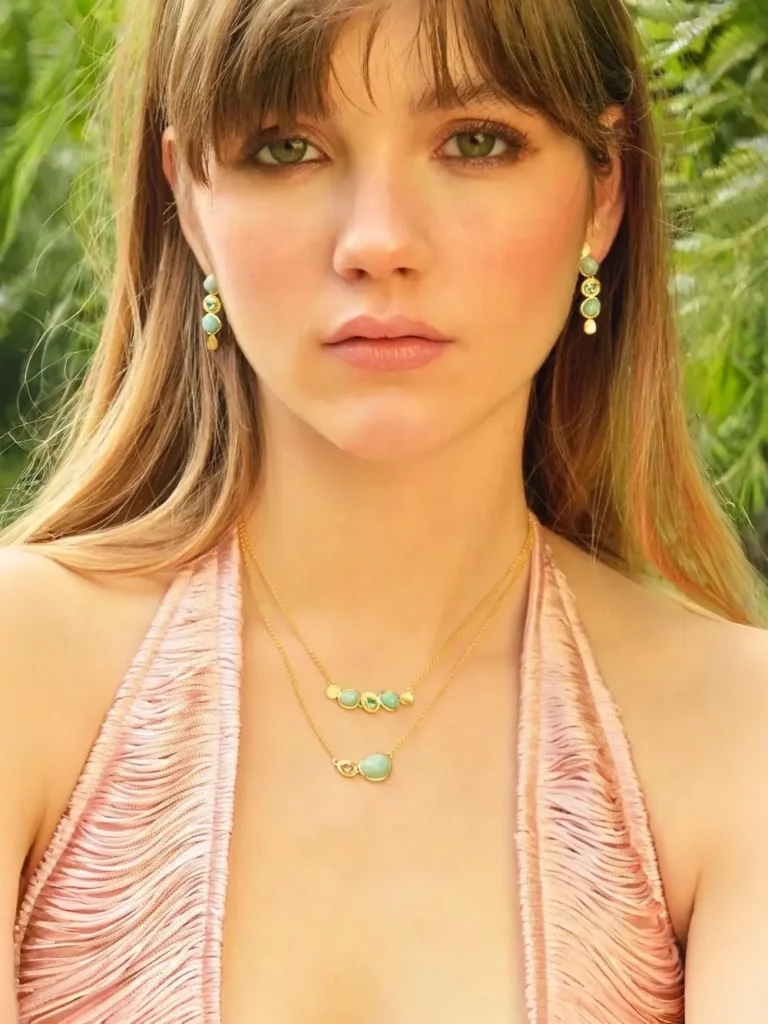 Salvatore | Collar Plata Chapado Dorado · Óvalo Lisos Piedras Naturales Color · 241C0068