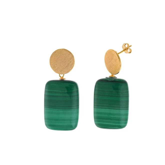 Pendientes Salvatore malaquita dorados - 275A0012