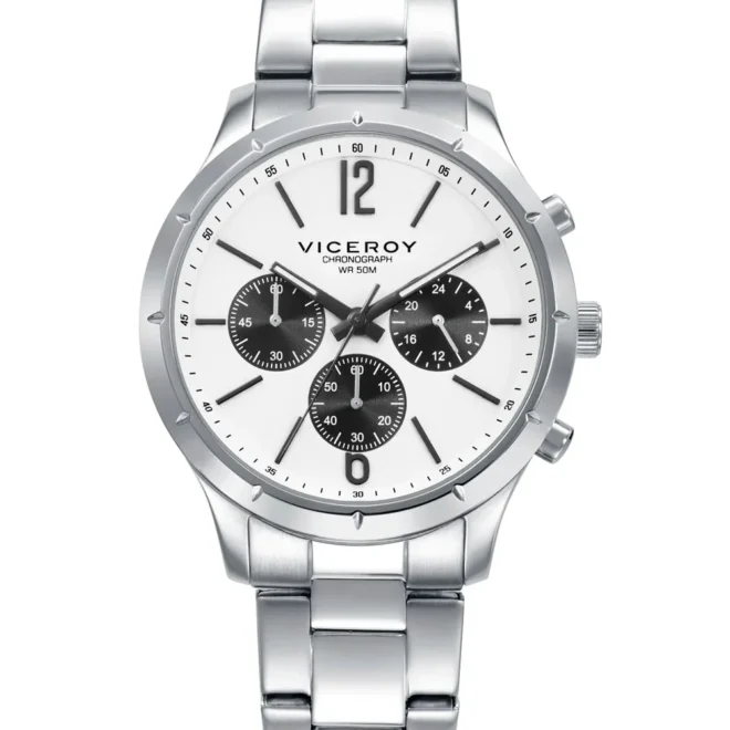 Reloj Viceroy cronógrafo blanca brazalete de acero - 401495-05