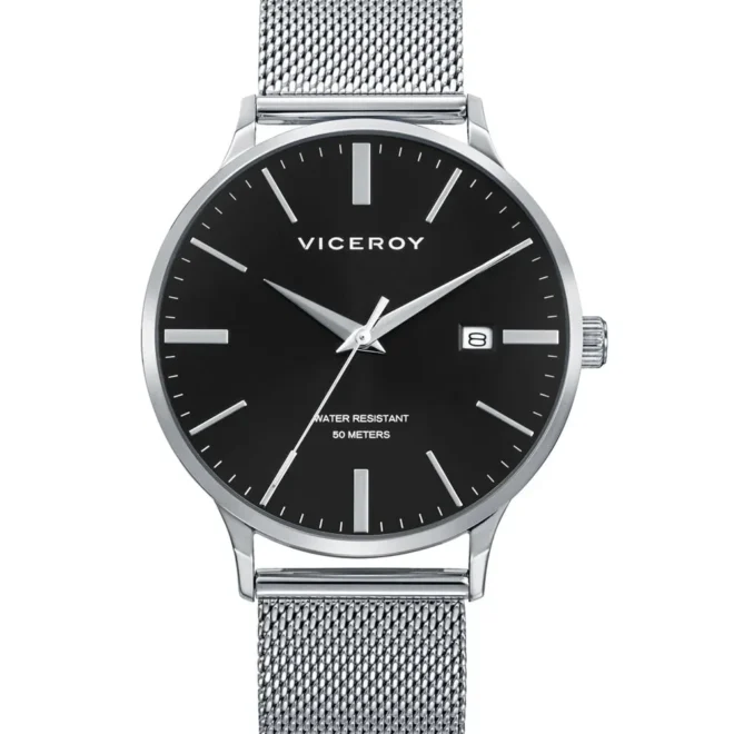 Reloj Viceroy esfera negra malla milanesa - 401497-57