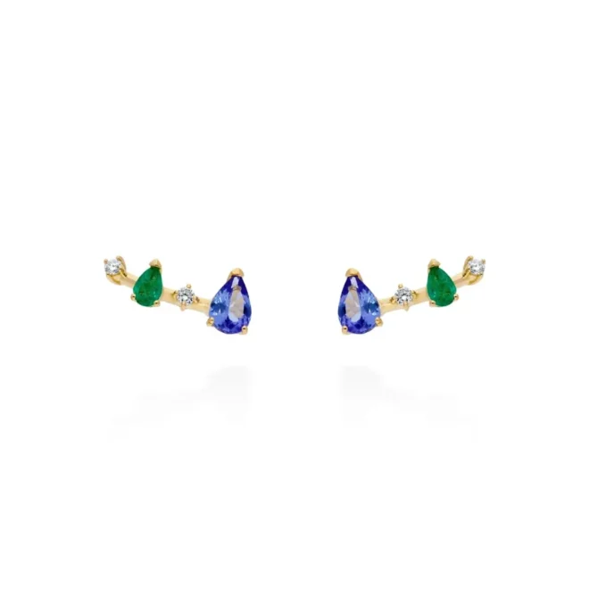 Pendientes Marina García oro diamantes anzanita y esmeralda - A2894PAET