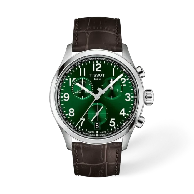 Reloj Tissot Chrono L 42 mm verde cuero marrón - T1164171609200