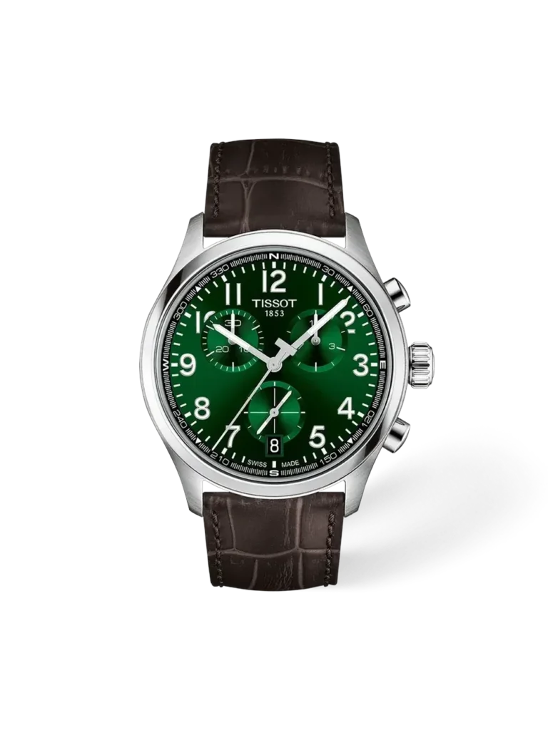 Reloj Tissot Chrono L 42 mm verde cuero marrón - T1164171609200