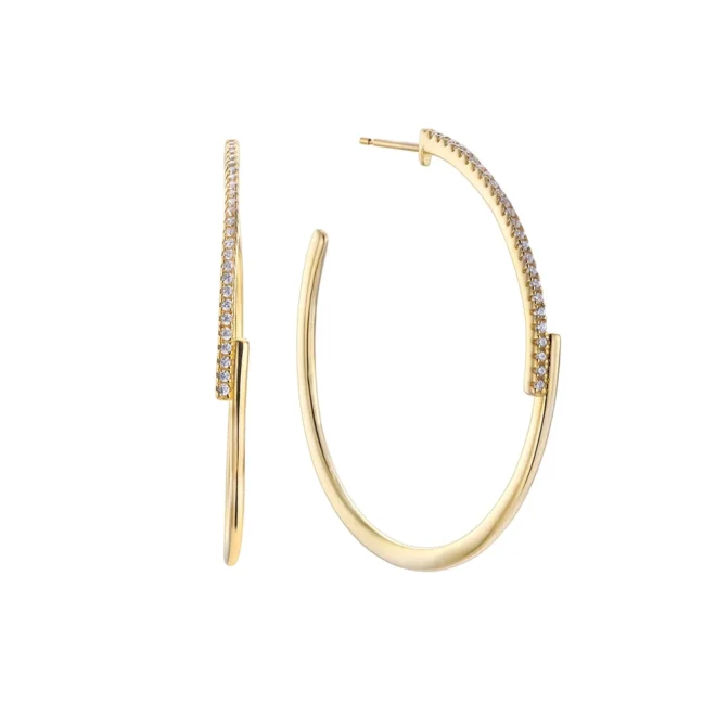 Pendientes Exquse Piazza pavé dorado 4,3 cm - 00513554