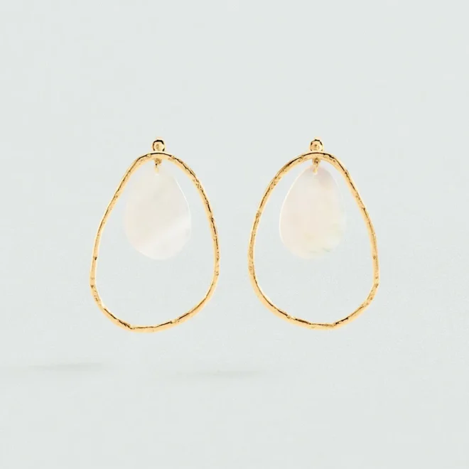 Pendientes largos Agatha Calma blanco nácar - 02380797-094-TU