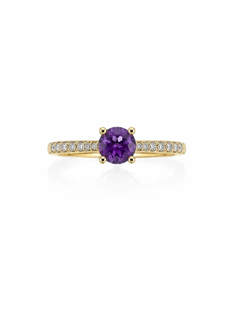 Anillo oro con amatista y brillantes