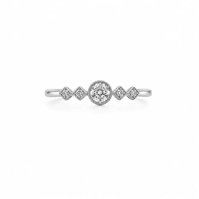 Anillo oro blanco con brillante central
