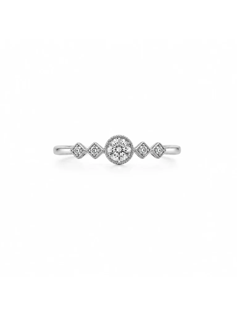 Anillo oro blanco con brillante central