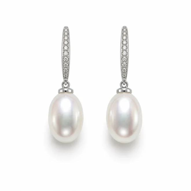 Pendientes novia con perla esférica