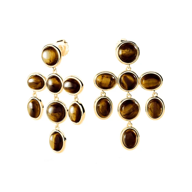 Pendientes largos Agatha Batignolles ojo de tigre - 02380818-236-TU