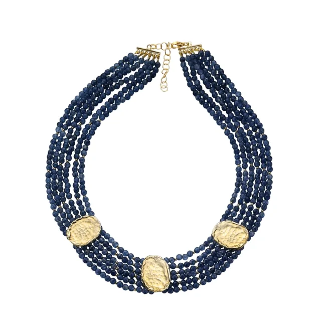 Collar corto Pedro Durán Edición Limitada plata dorada y cuarzo azul - 00514265