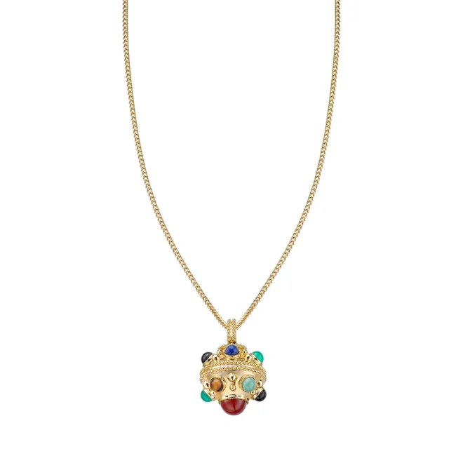 Collar Pedro Durán Gaudí plata dorada y piedras naturales - 00514284