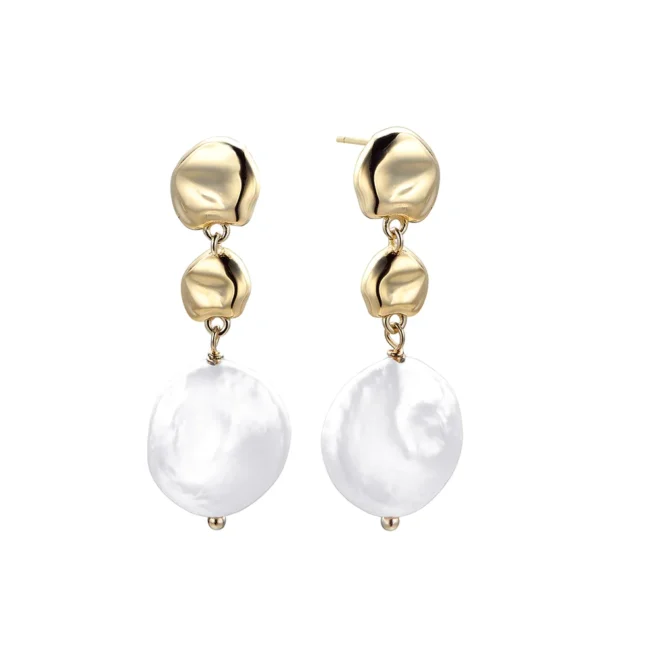 Pendientes Pedro Durán Coco perla barroca plata dorada - 00514389
