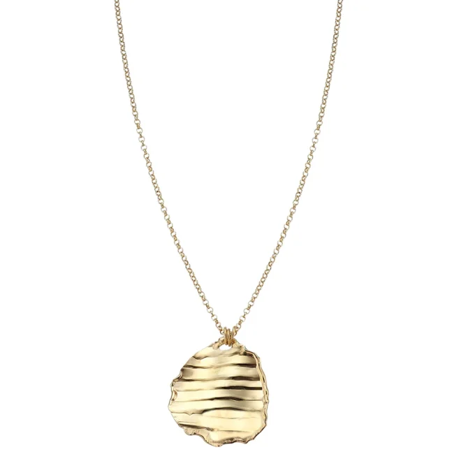 Colgante Pedro Durán textura de líneas y bordes hechos a mano dorado - 00514439