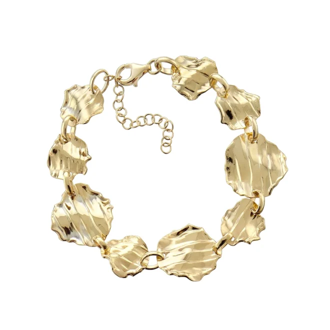 Pulsera Pedro Durán textura de líneas y bordes hechos a mano dorado - 00514440