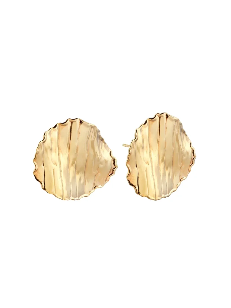 Pendientes oversize Pedro Durán textura de líneas y bordes hechos a mano dorado - 00514442