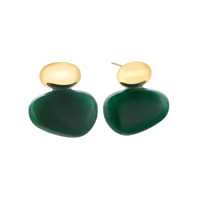 Pendientes Pedro Durán Muxía aventurina verde plata dorada - 00514482