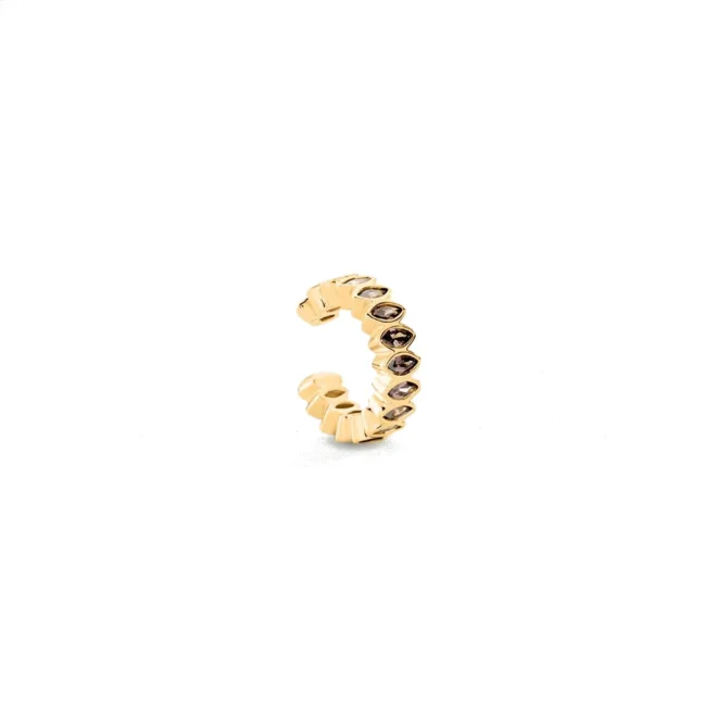 Ear cuff Agatha Lucky circonitas navette marrón dorado - 02380827-236-TU