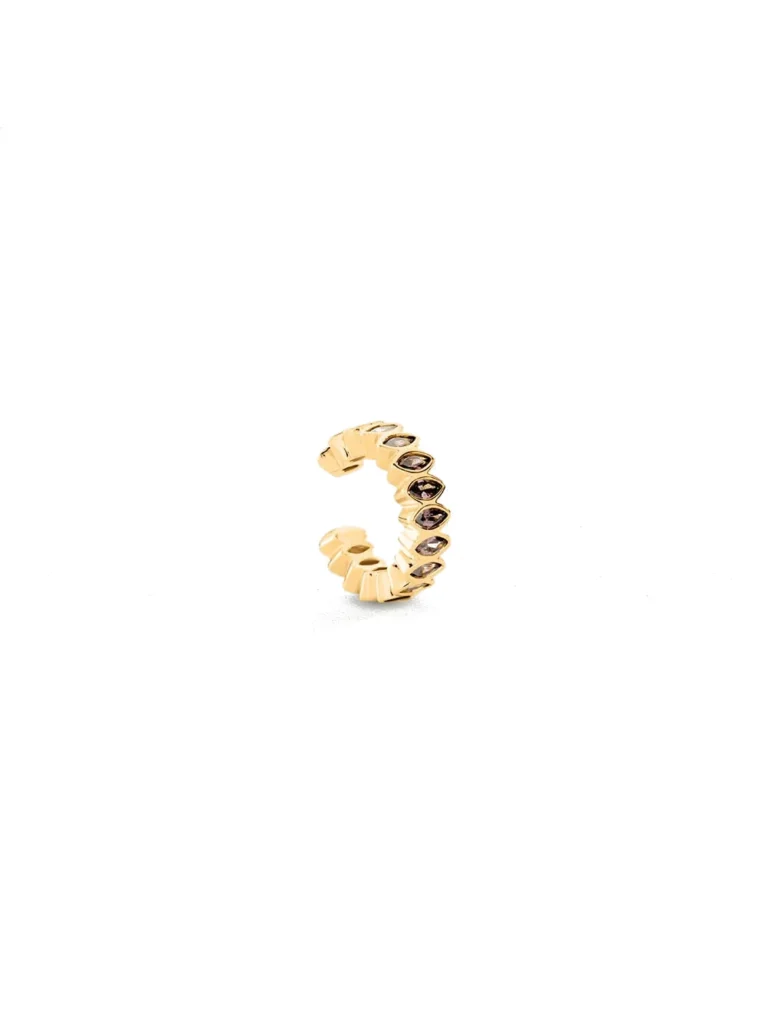 Ear cuff Agatha Lucky circonitas navette marrón dorado - 02380827-236-TU