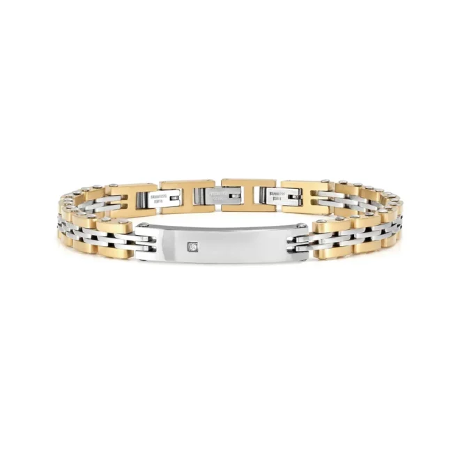 Pulsera Nomination Virtus Code placa y diamante acero y PVD amarillo - 133103/057