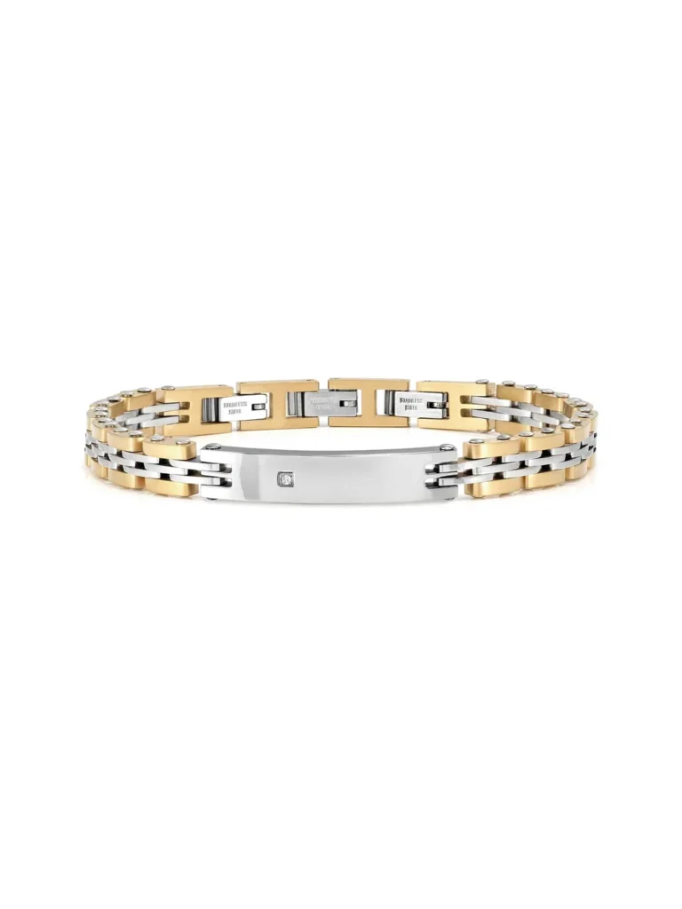 Pulsera Nomination Virtus Code placa y diamante acero y PVD amarillo - 133103/057
