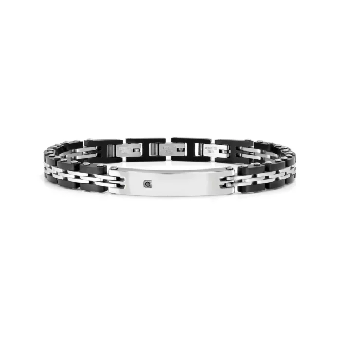 Pulsera Nomination Virtus Code placa y diamante acero negro - 133103/060