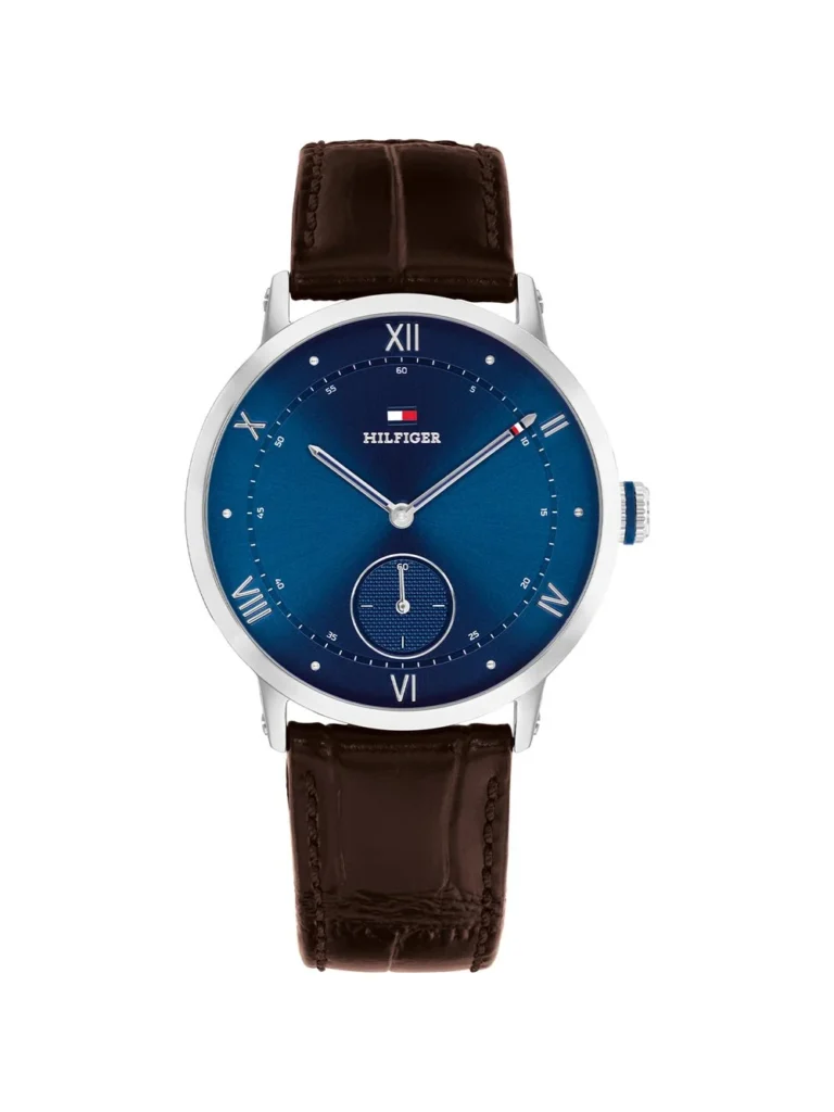 Reloj Tommy Hilfiger Oxford acero esfera azul correa de piel marrón 38mm - 1710800
