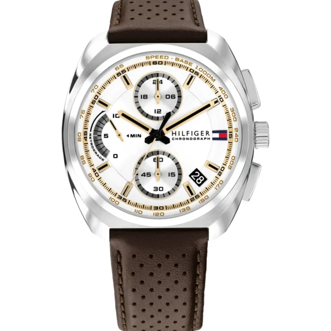 Reloj Tommy Hilfiger Cole cronógrafo correa de piel marrón 41mm - 1792270