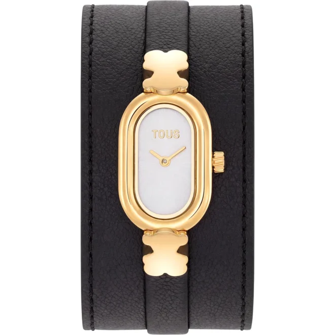 Reloj analógico TOUS Oval Time acero y piel negra - 3000156500