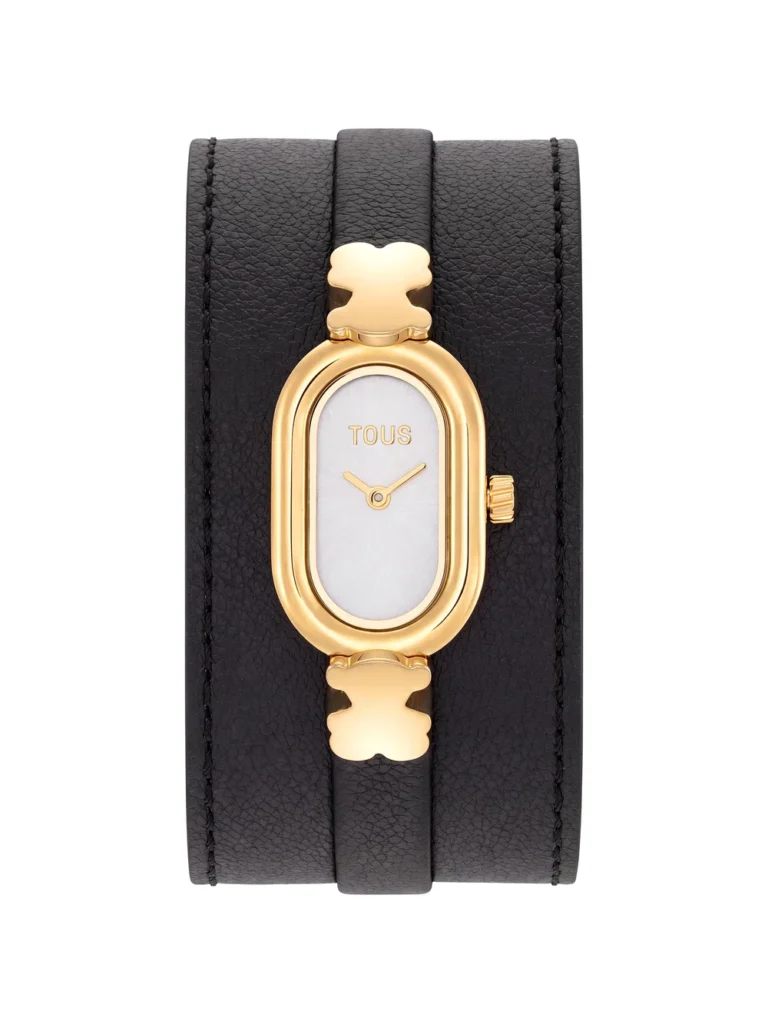 Reloj analógico TOUS Oval Time acero y piel negra - 3000156500