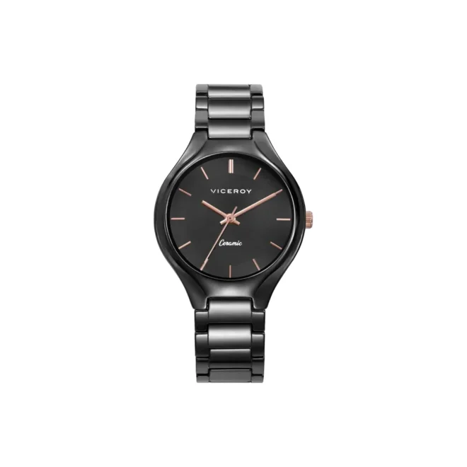 Reloj Viceroy mujer cerámica negra agujas oro rosa 32mm - 41172-57