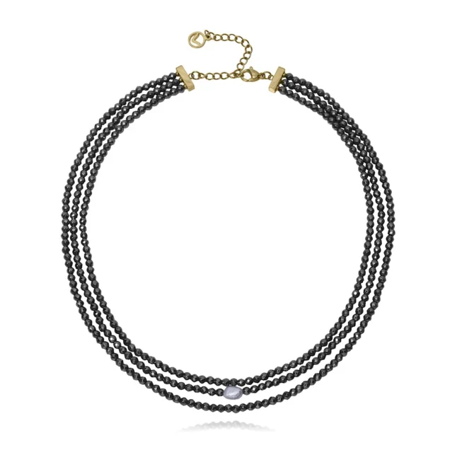 Collar Viceroy acero dorado piedras naturales y perla - 75454C01010