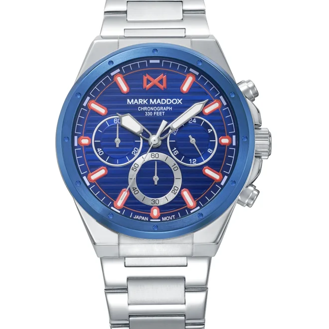 Reloj Mark Maddox hombre cronógrafo acero bitono IP azul esfera azul 41mm - HM0159-37