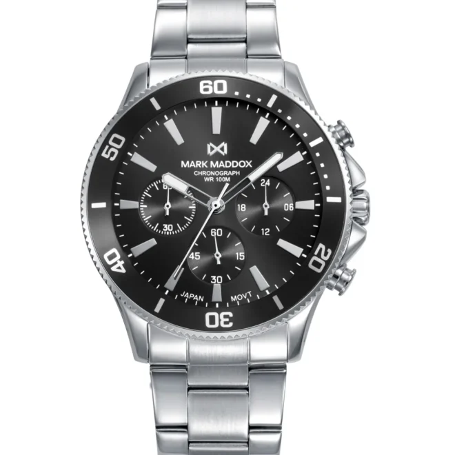 Reloj Mark Maddox hombre cronógrafo acero esfera negra 43mm - HM1027-57