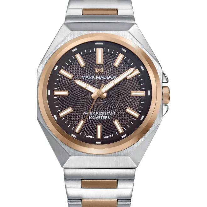 Reloj Mark Maddox hombre acero bitono IP rosa esfera marrón 41mm - HM1037-47