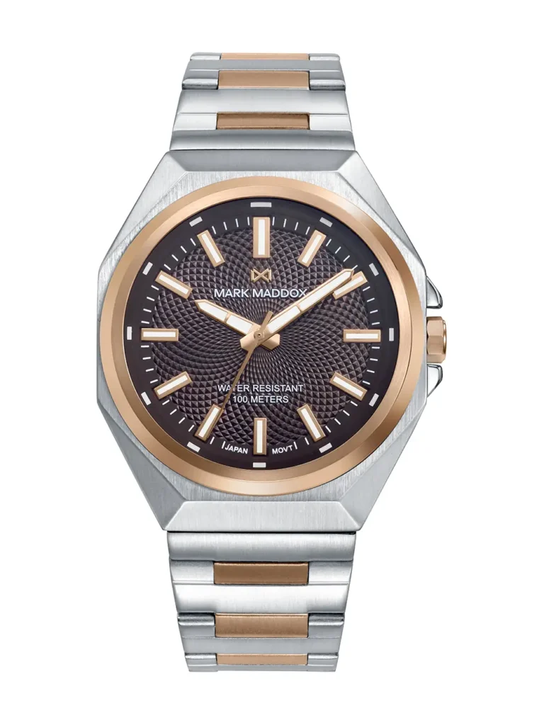 Reloj Mark Maddox hombre acero bitono IP rosa esfera marrón 41mm - HM1037-47